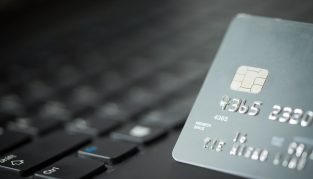 Credit card on laptop